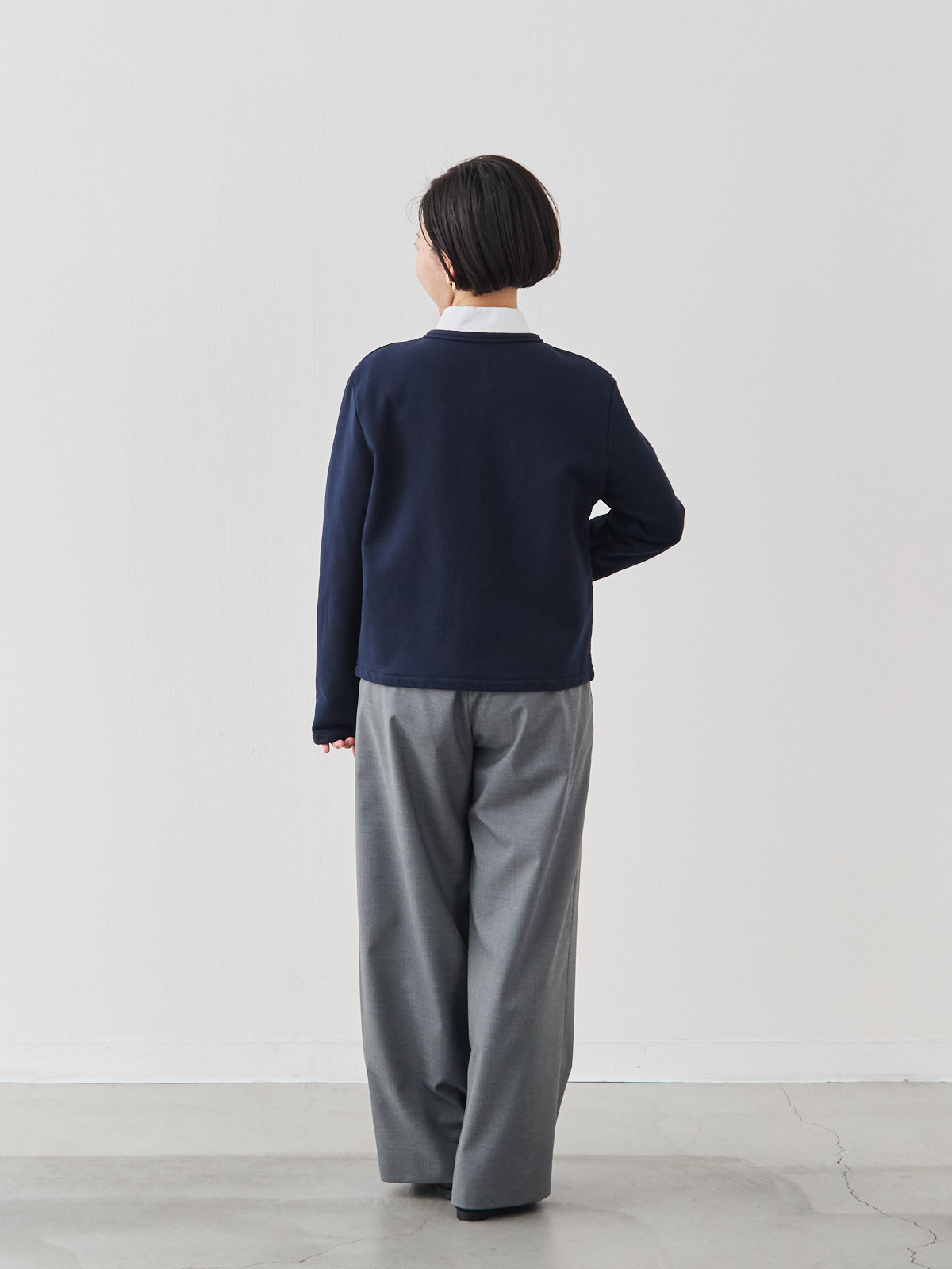 シンプルシック・フレンチテリーカーディガン/ダークネイビー モデル 150cm サイズ 36