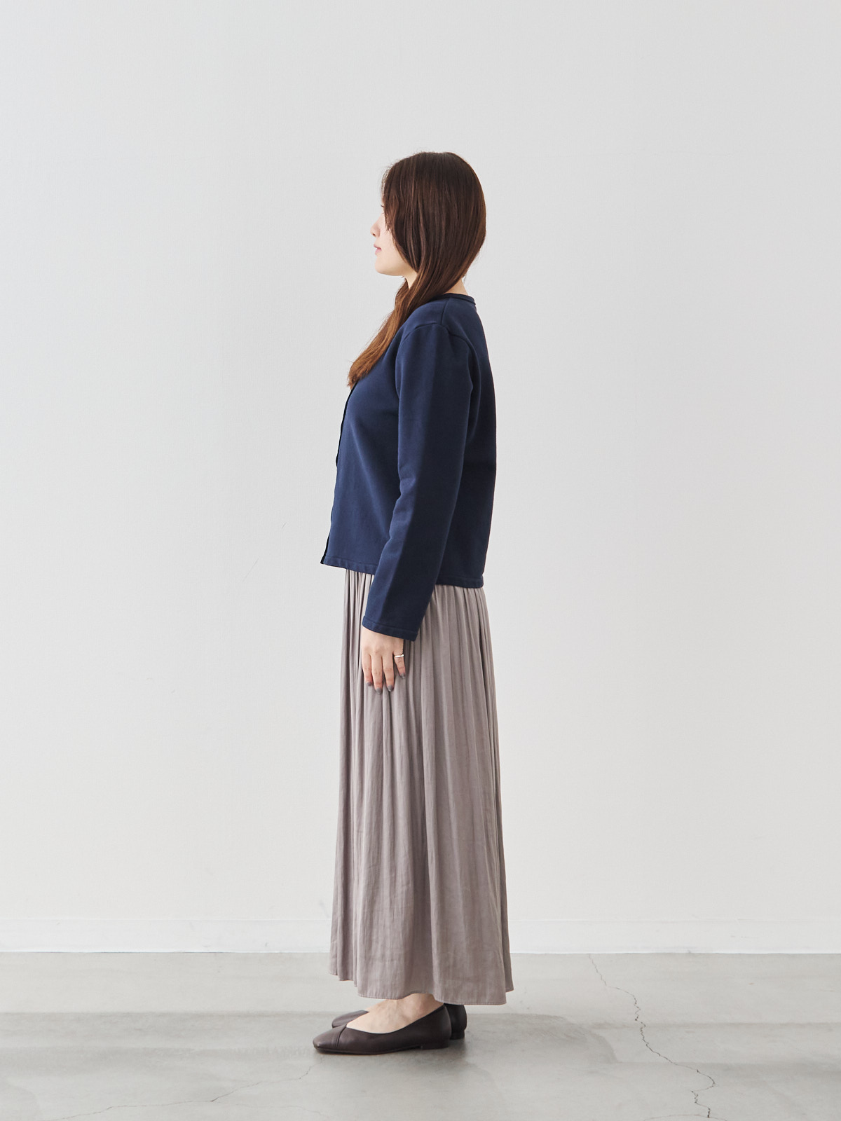 シンプルシック・フレンチテリーカーディガン/ダークネイビー モデル 164cm サイズ 40