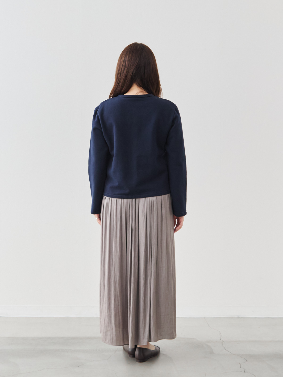 シンプルシック・フレンチテリーカーディガン/ダークネイビー モデル 164cm サイズ 40