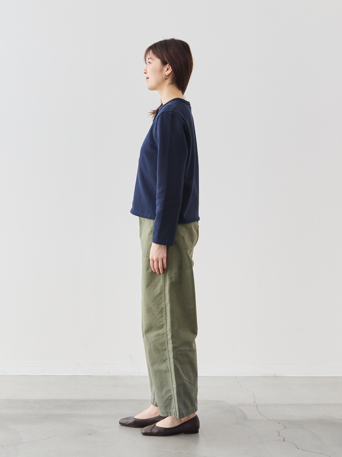 シンプルシック・フレンチテリーカーディガン/ダークネイビー モデル 171cm サイズ 38