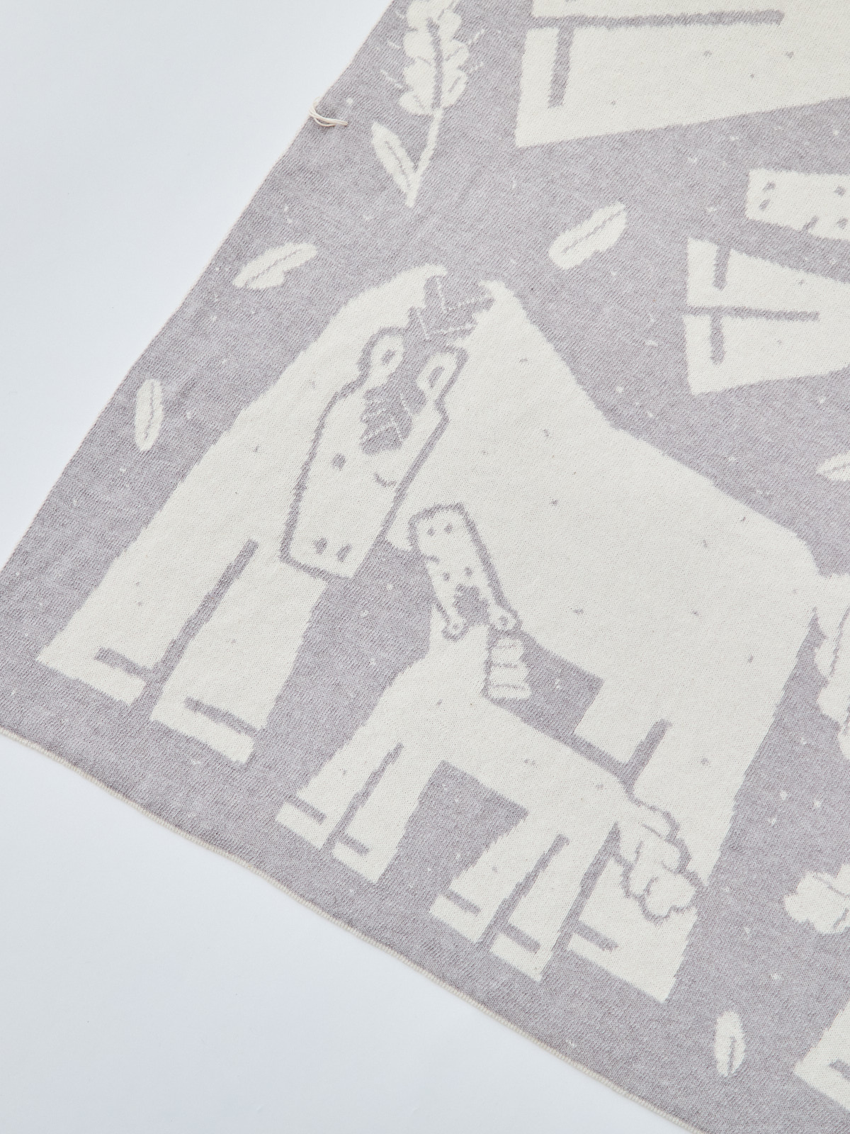 出産お祝い/午年(うま)ニットアフガン/グレー