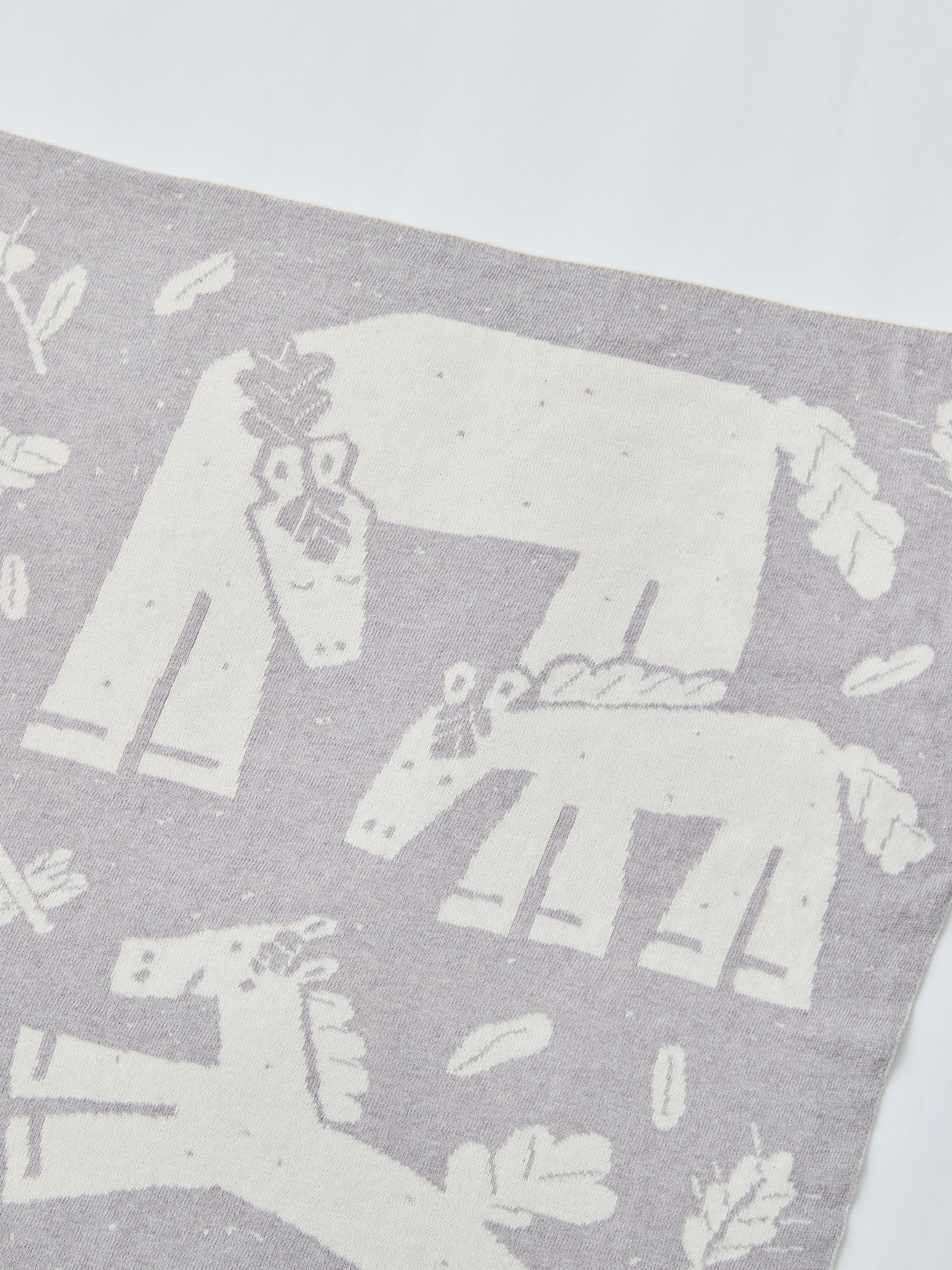 出産お祝い/午年(うま)ニットアフガン/グレー