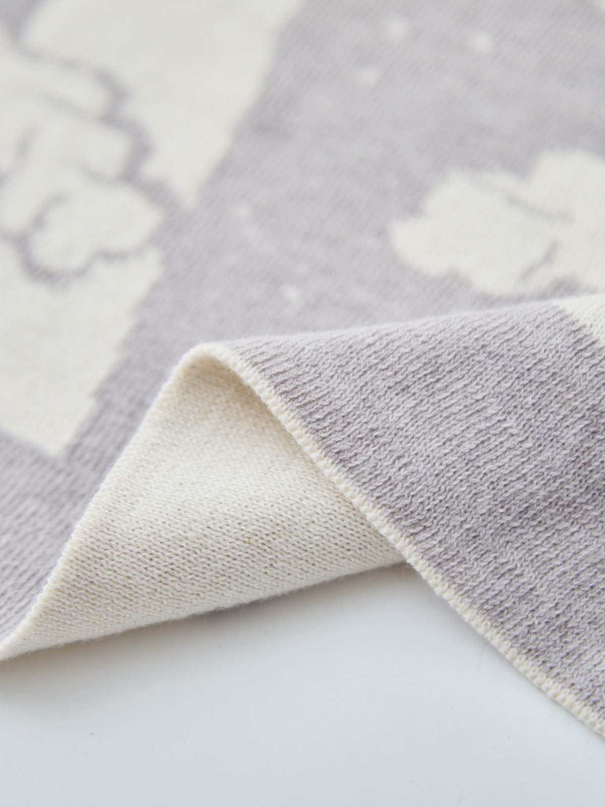 出産お祝い/午年(うま)ニットアフガン/グレー