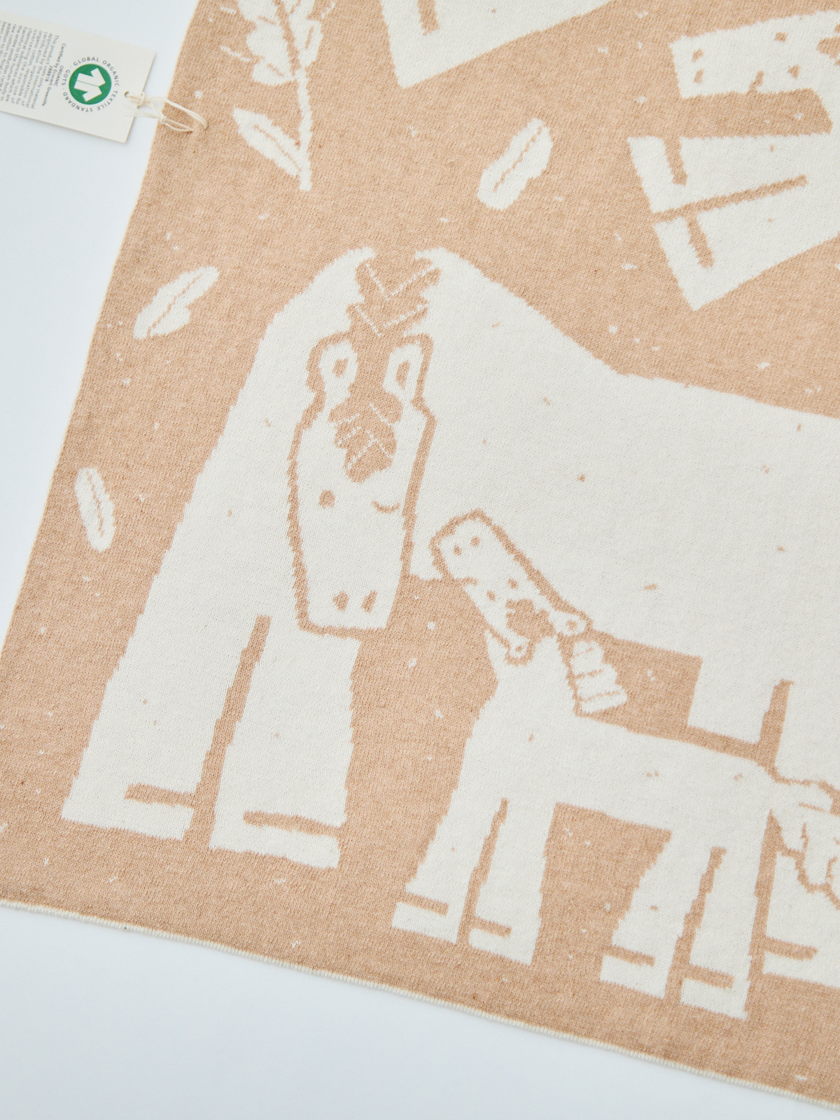 出産お祝い/午年(うま)ニットアフガン/ブラウン