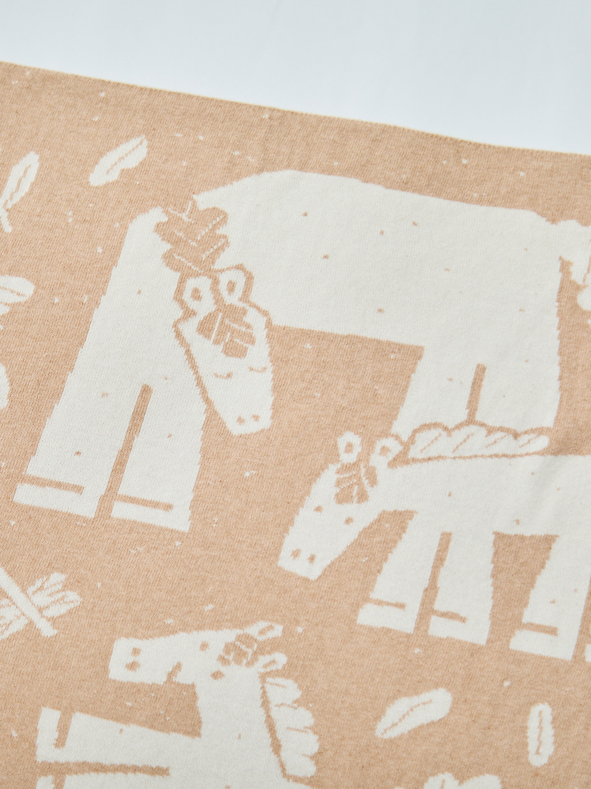 出産お祝い/午年(うま)ニットアフガン/ブラウン