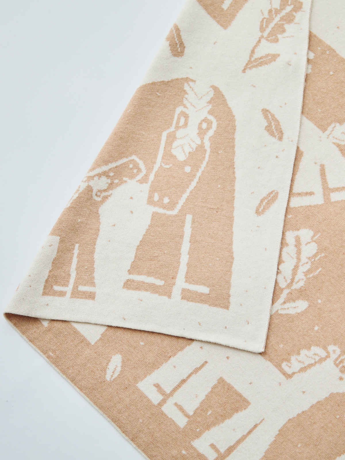 出産お祝い/午年(うま)ニットアフガン/ブラウン