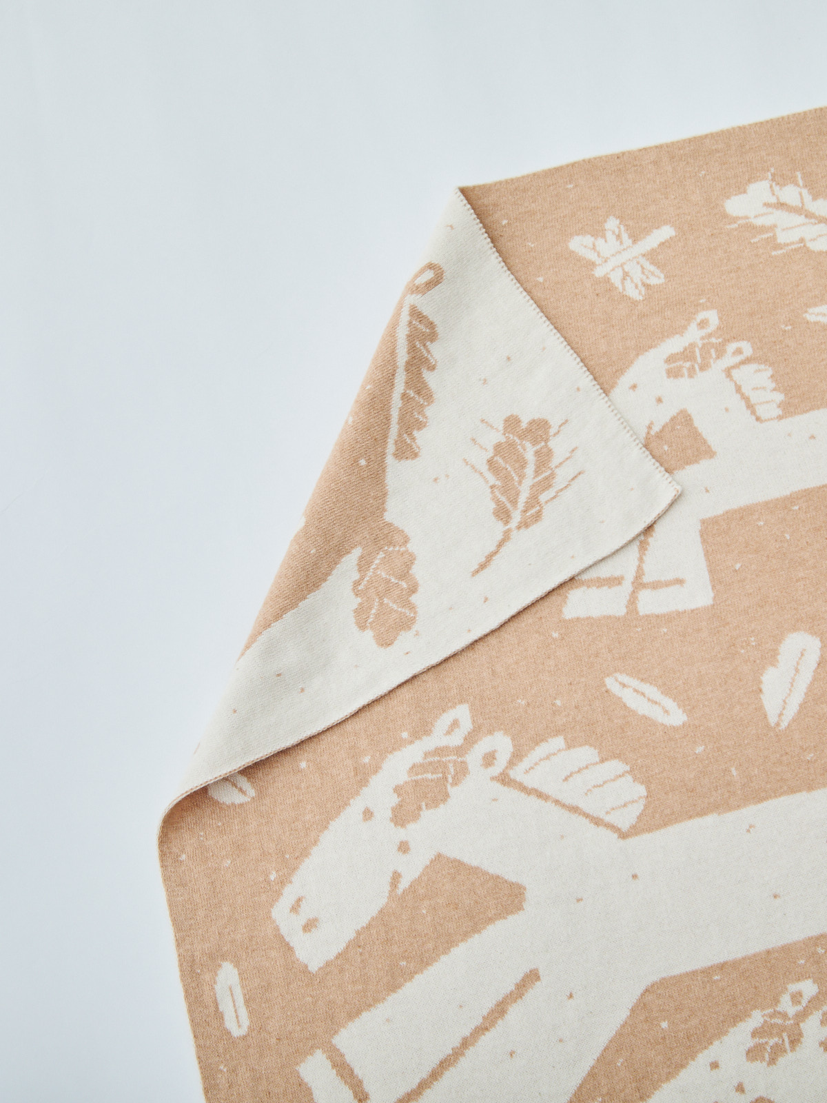 出産お祝い/午年(うま)ニットアフガン/ブラウン