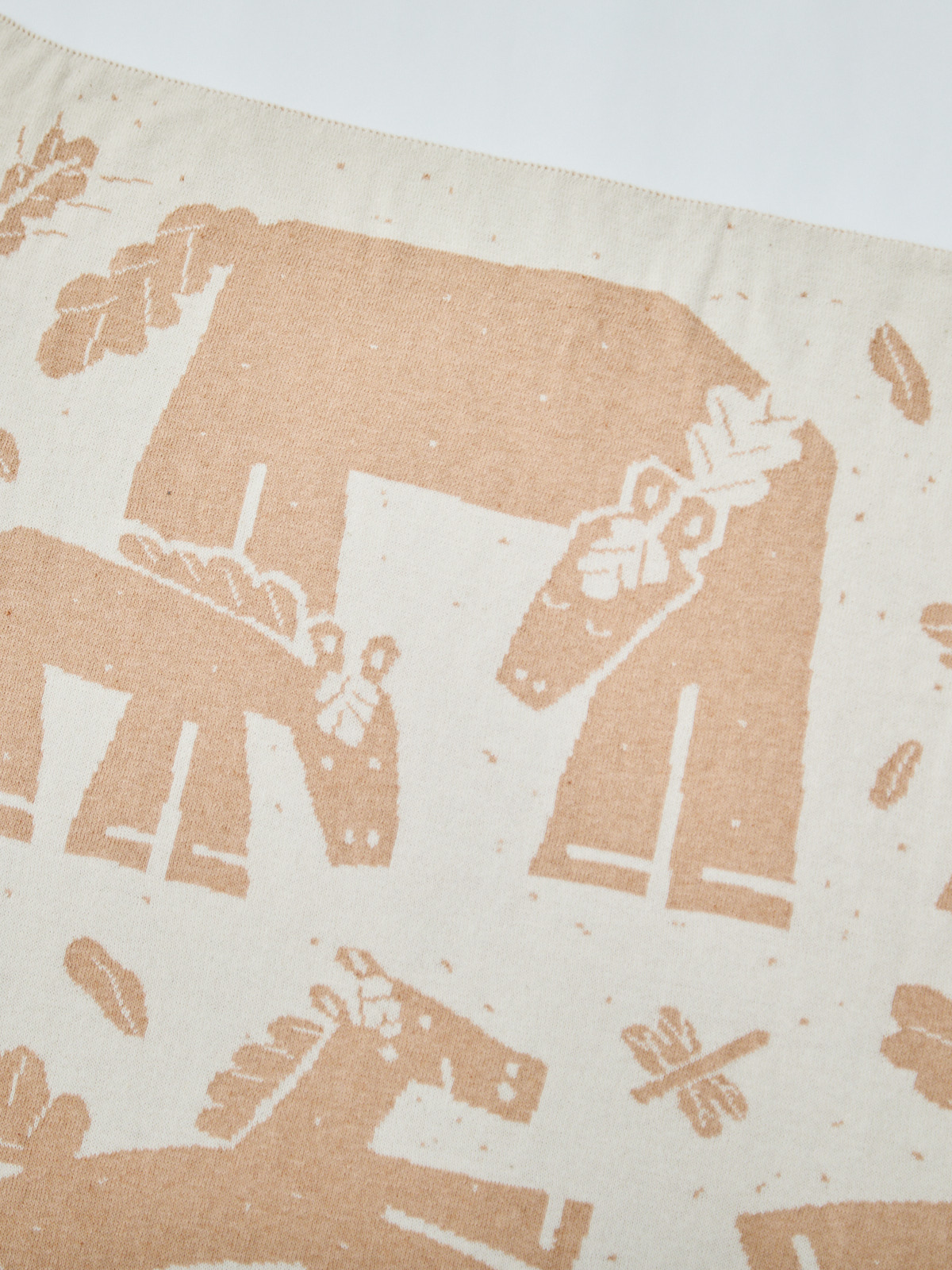 出産お祝い/午年(うま)ニットアフガン/ブラウン