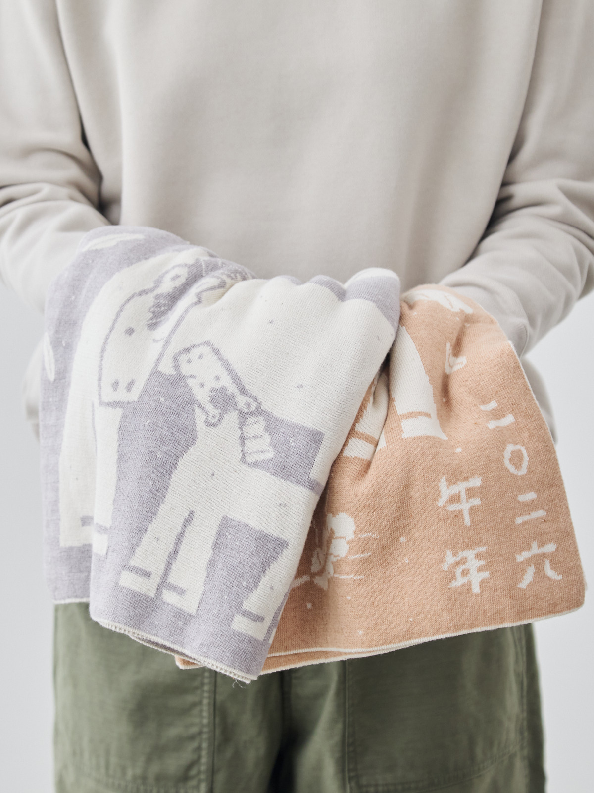 出産お祝い/午年(うま)ニットアフガン/ブラウン