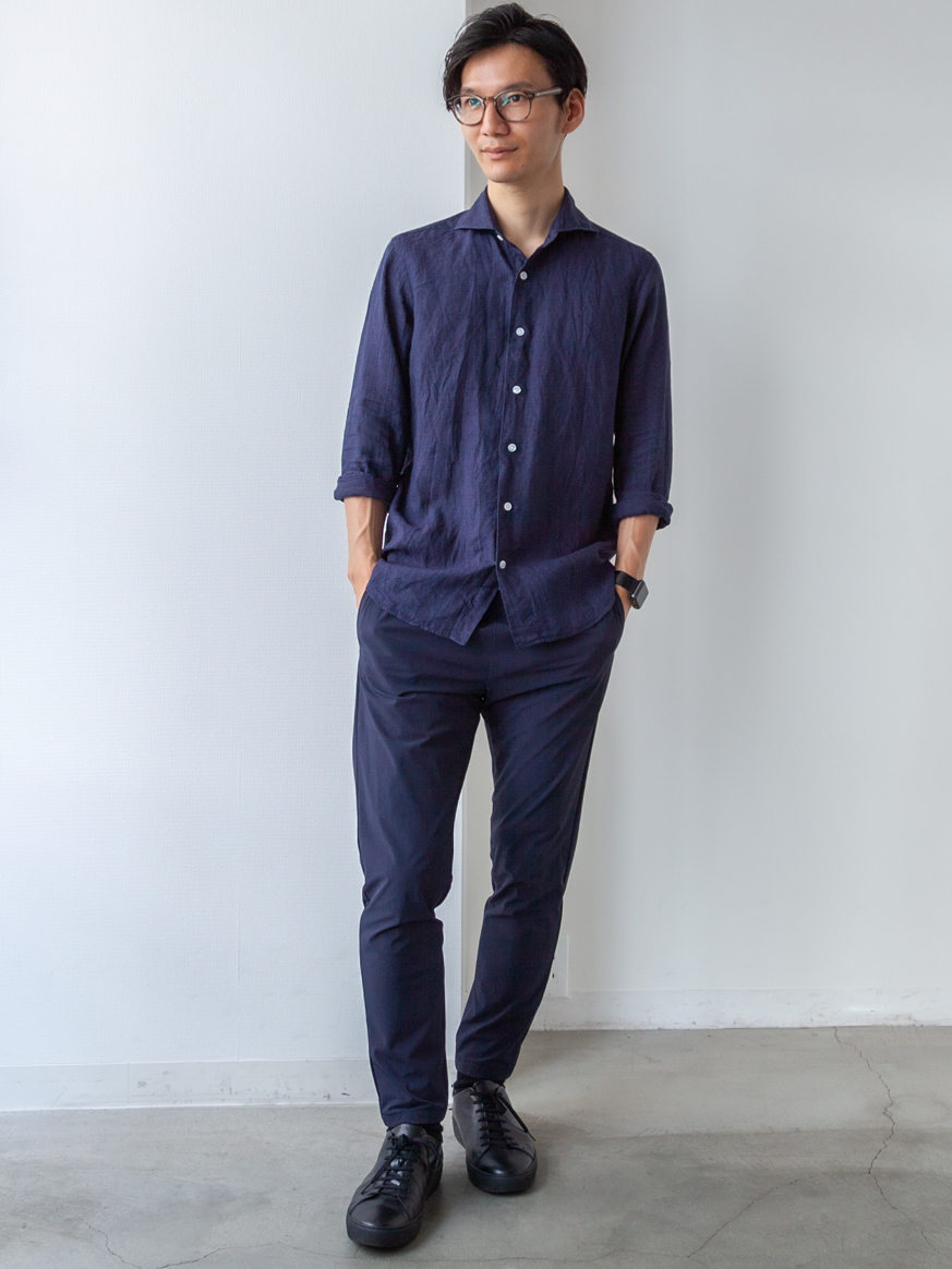 洗いざらしのリネンシャツ ネイビー Factelier ファクトリエ 洗いざらしのリネンシャツ ネイビー Factelier ファクトリエ