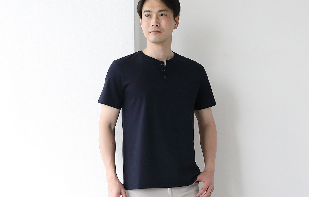 ドレスtシャツヘンリーネック半袖 ブラック Factelier ファクトリエ