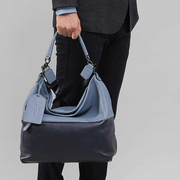 オリーブレザー2wayショルダーバッグ ネイビー Factelier ファクトリエ