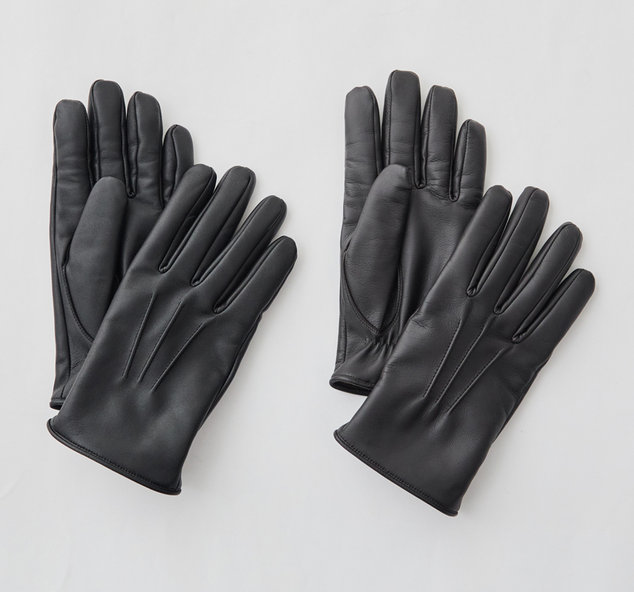 ラム革×カシミヤ 超軽量レザーグローブ/スマホ対応/ブラック