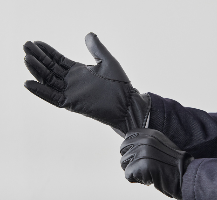 ラム革×カシミヤ 超軽量レザーグローブ/スマホ対応/ブラウン