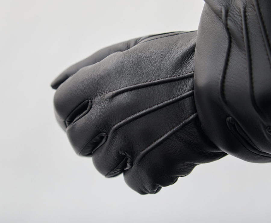 ラム革×カシミヤ 超軽量レザーグローブ/スマホ対応/ブラック