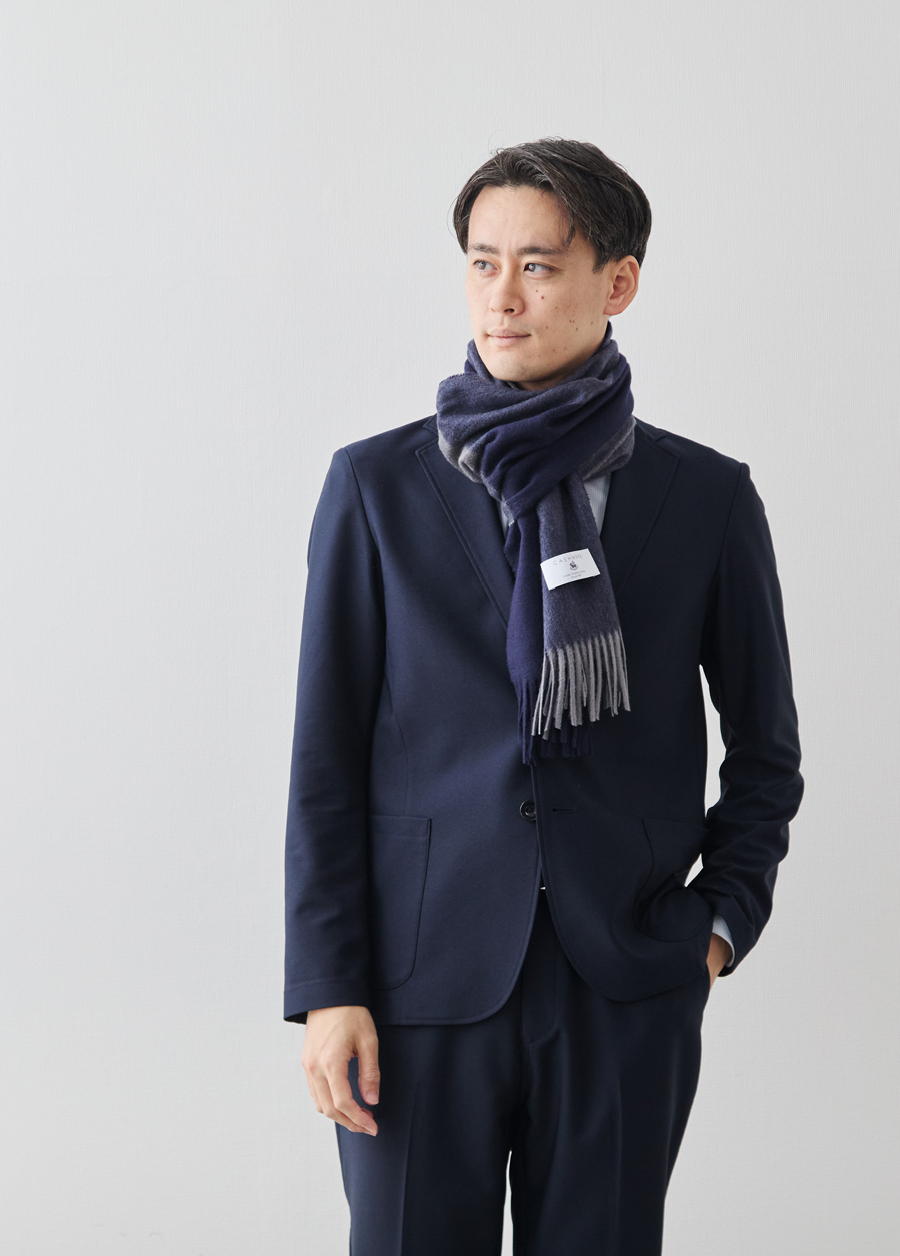 Melty Cashmere 100% ウェーブマフラー/ブロックチェック