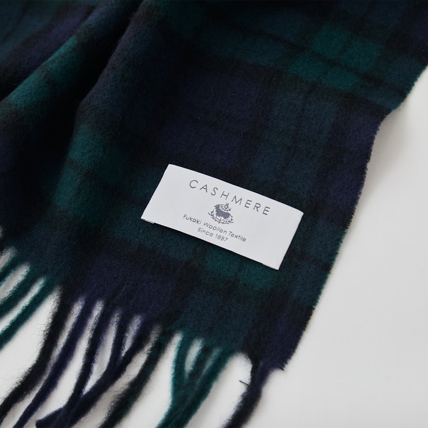 カシミヤ100%・Airyチェックマフラー/ブラックウォッチ | Factelier