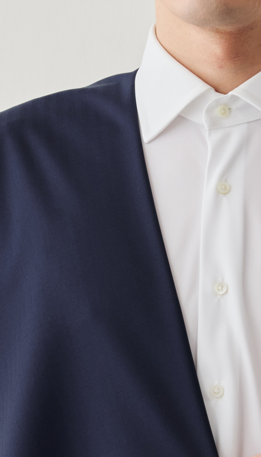 通年] Super100's シルクブレンド 光沢&シャドーストライプ/ネイビー