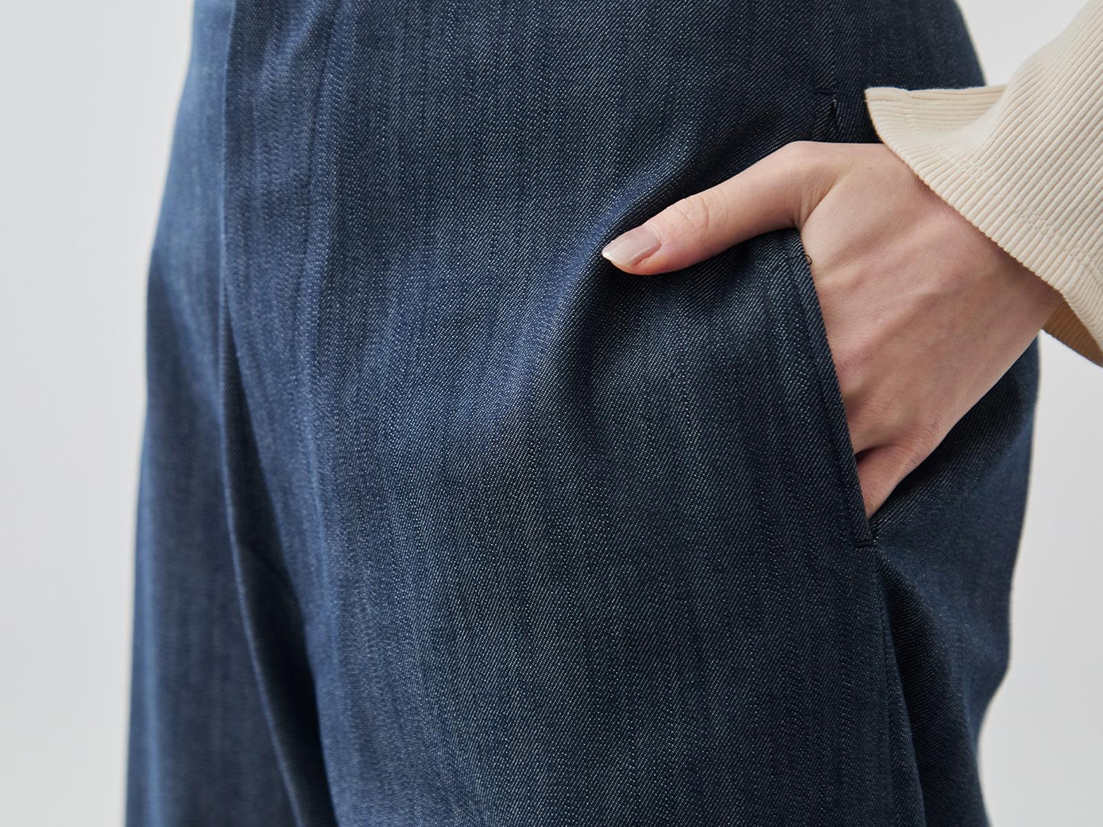 エアリーデニムスラックス/浜松デニム/インディゴ | Factelier