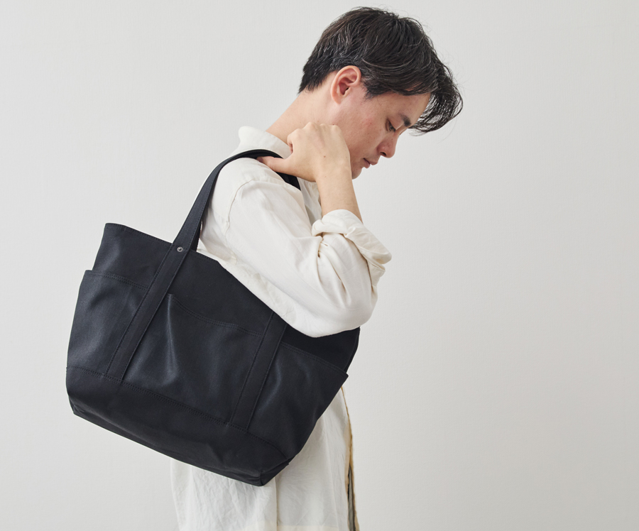 13周年記念“RE:DENIM×帆布”6ポケット2wayトート/ブラック