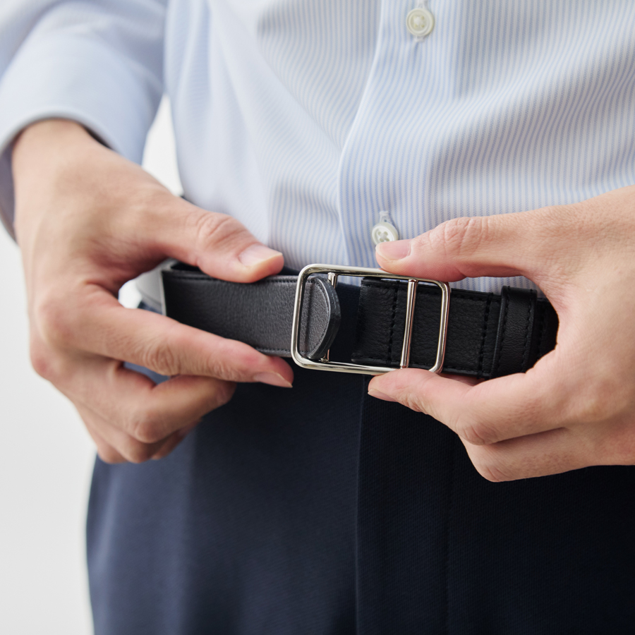 ベルクシュレ 超軽量フレキシブル・レザーベルト/ドレス&カジュアル/ブラック