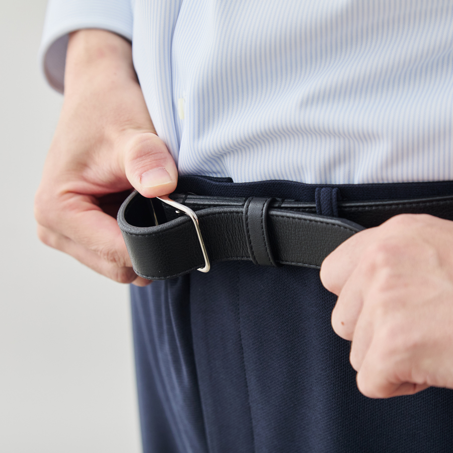 超軽量フレキシブル・レザーベルト/ドレス&カジュアル/ブラック