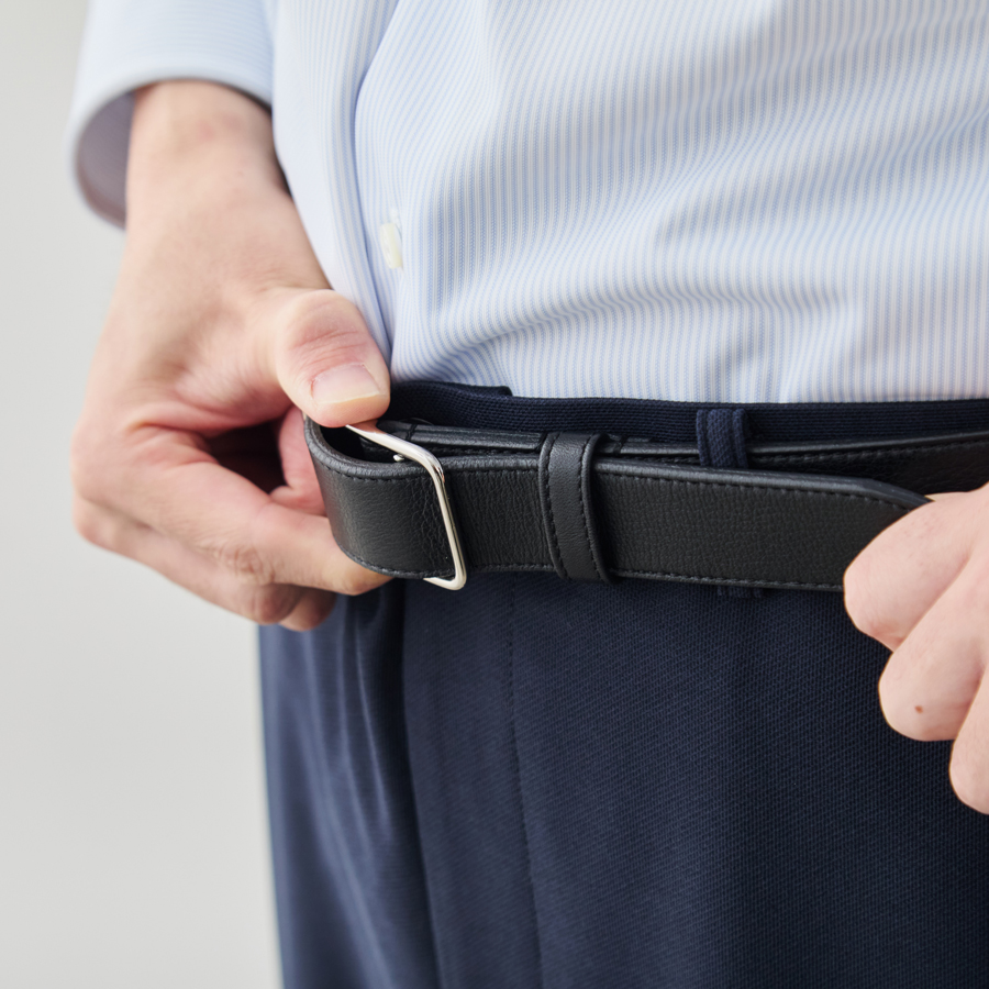 超軽量フレキシブル・レザーベルト/ドレス&カジュアル/ブラック