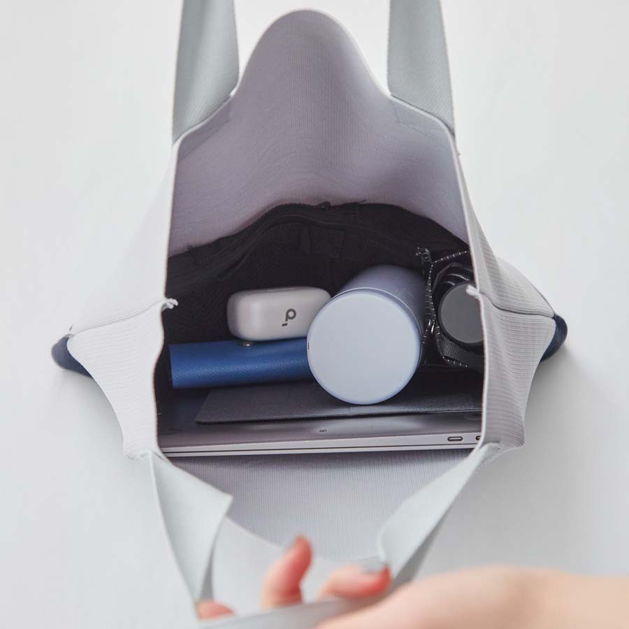 撥水ニット・バイカラートート/アイボリー×オレンジ | Factelier