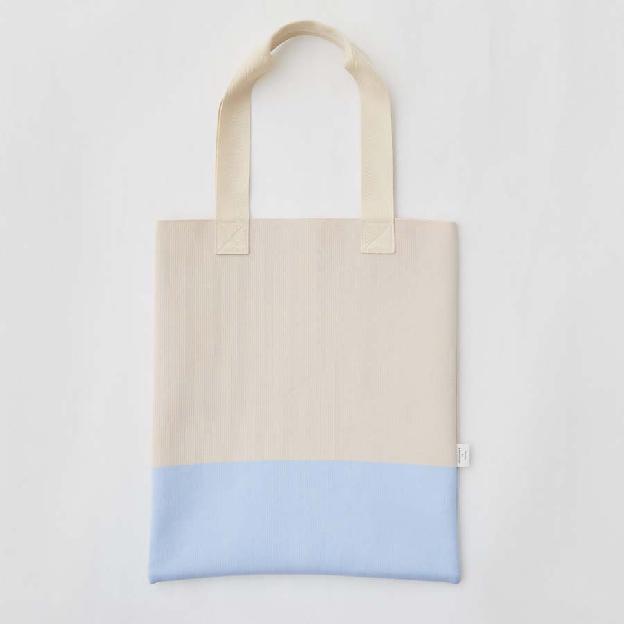 撥水ニット・バイカラートート/ストライプ(クリーム×ネイビー