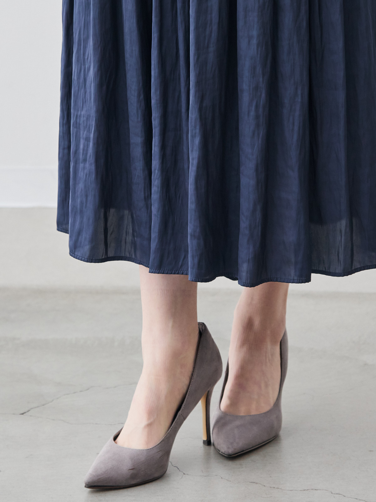 ヴィンテージサテンのフレアパンツ/ミッドナイトブルー