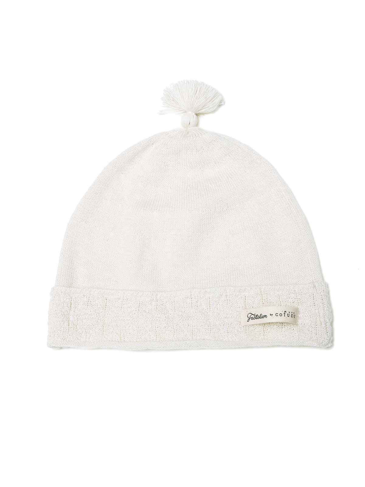 麻の葉柄帽子/カシミヤ × シルク × コットン/アイボリー