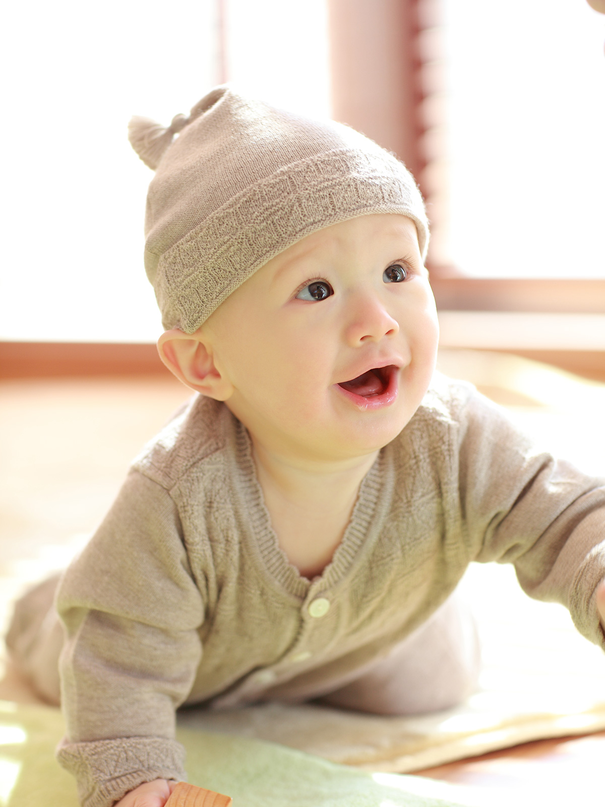 麻の葉柄帽子/カシミヤ × シルク × コットン/ブラウン