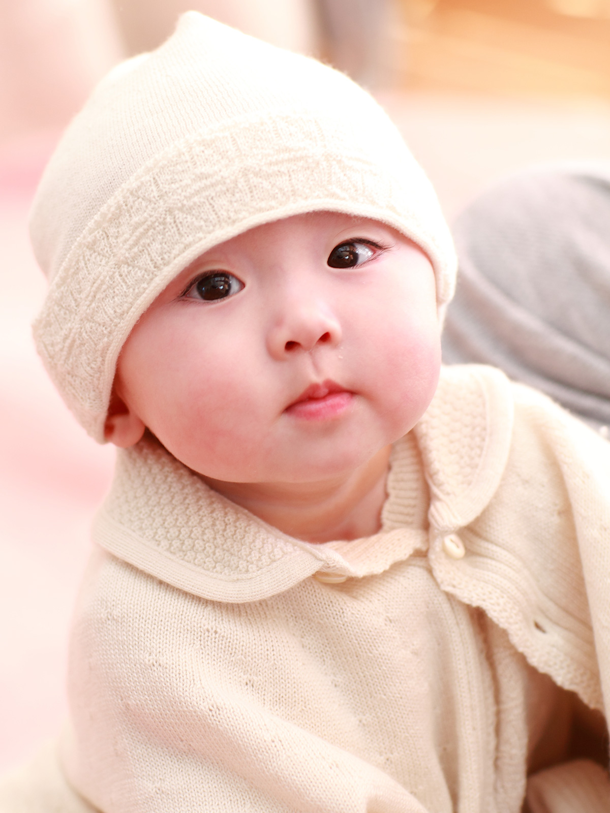 麻の葉柄帽子/カシミヤ × シルク × コットン/アイボリー