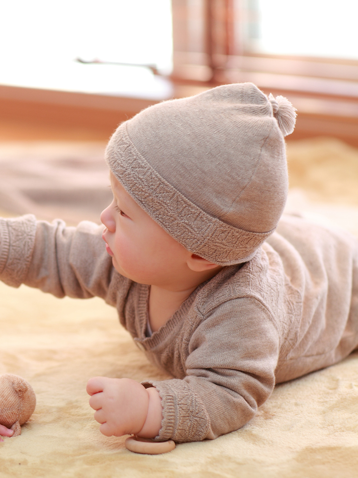 麻の葉柄帽子/カシミヤ × シルク × コットン/ブラウン