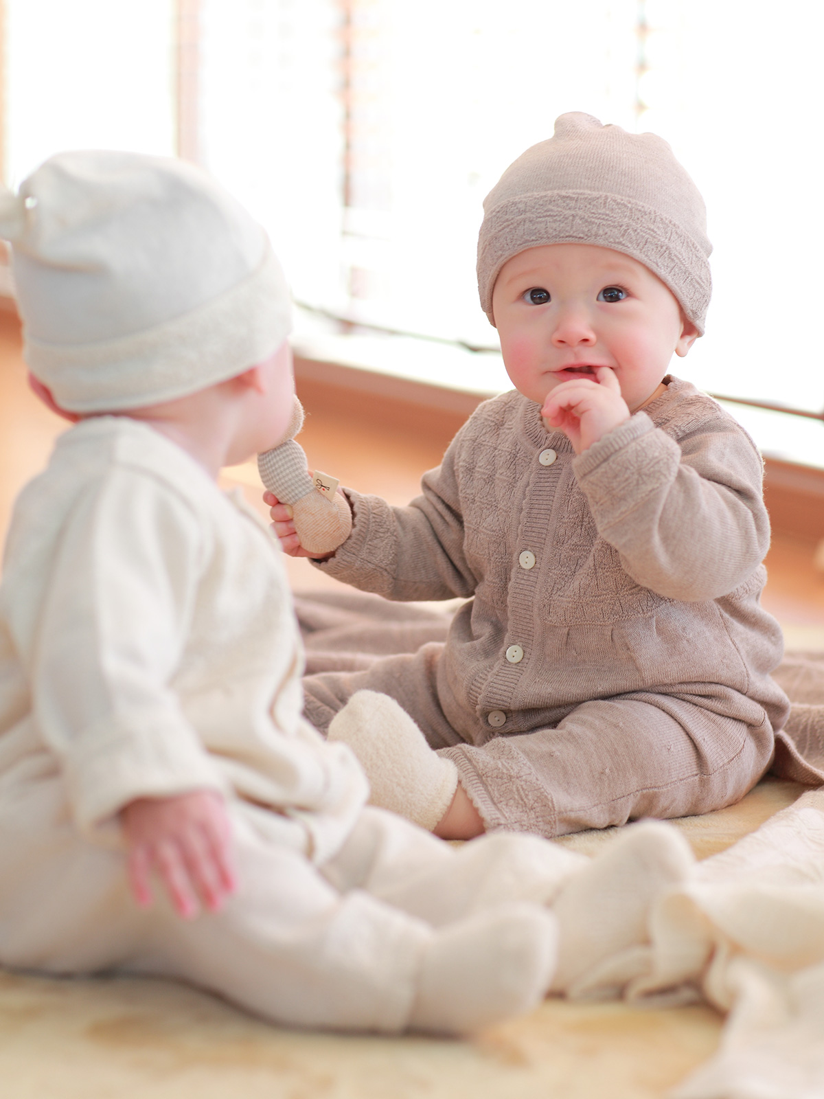 麻の葉柄帽子/カシミヤ × シルク × コットン/ブラウン