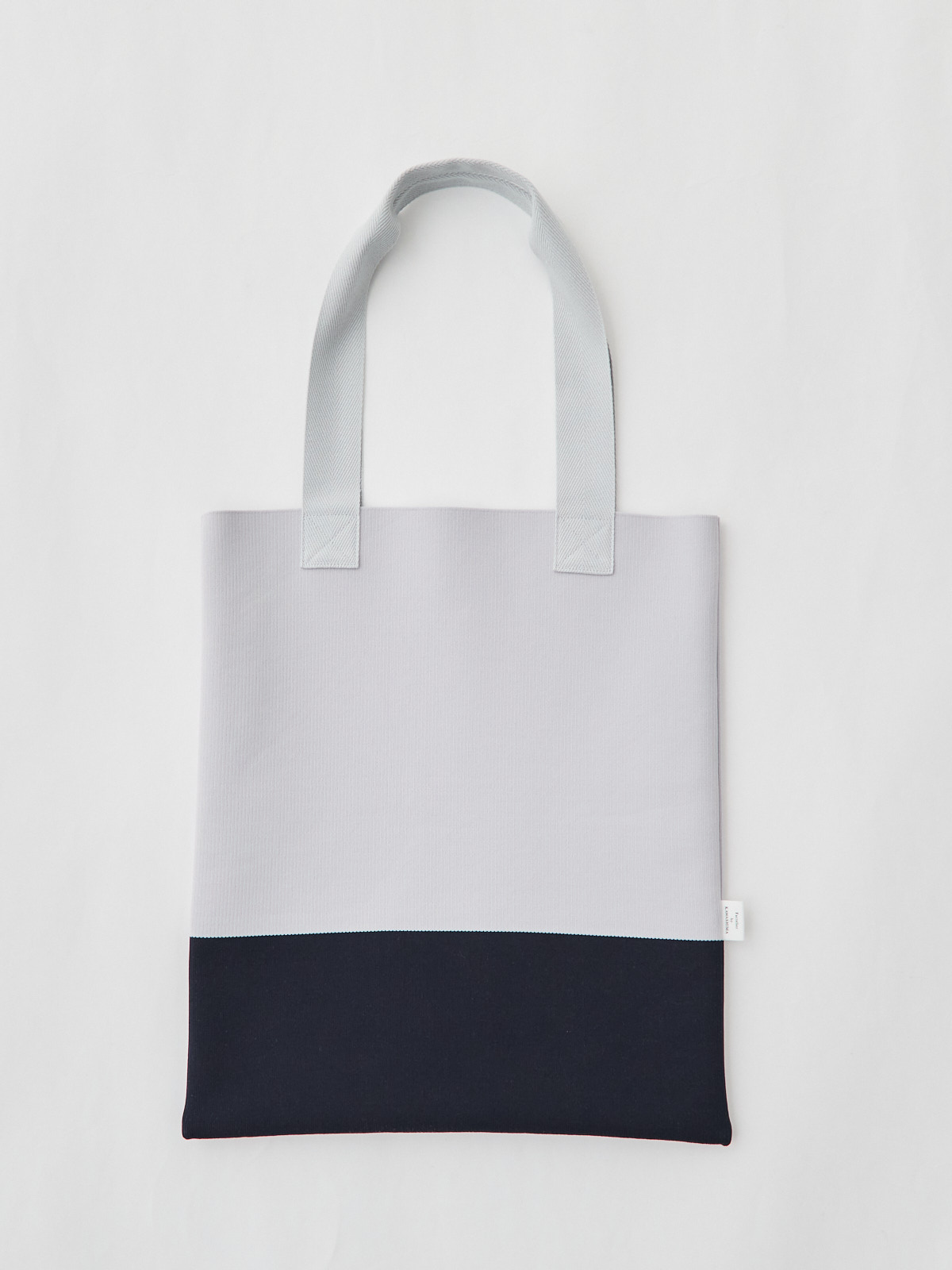 撥水ニット・バイカラートート/グレー×ネイビー