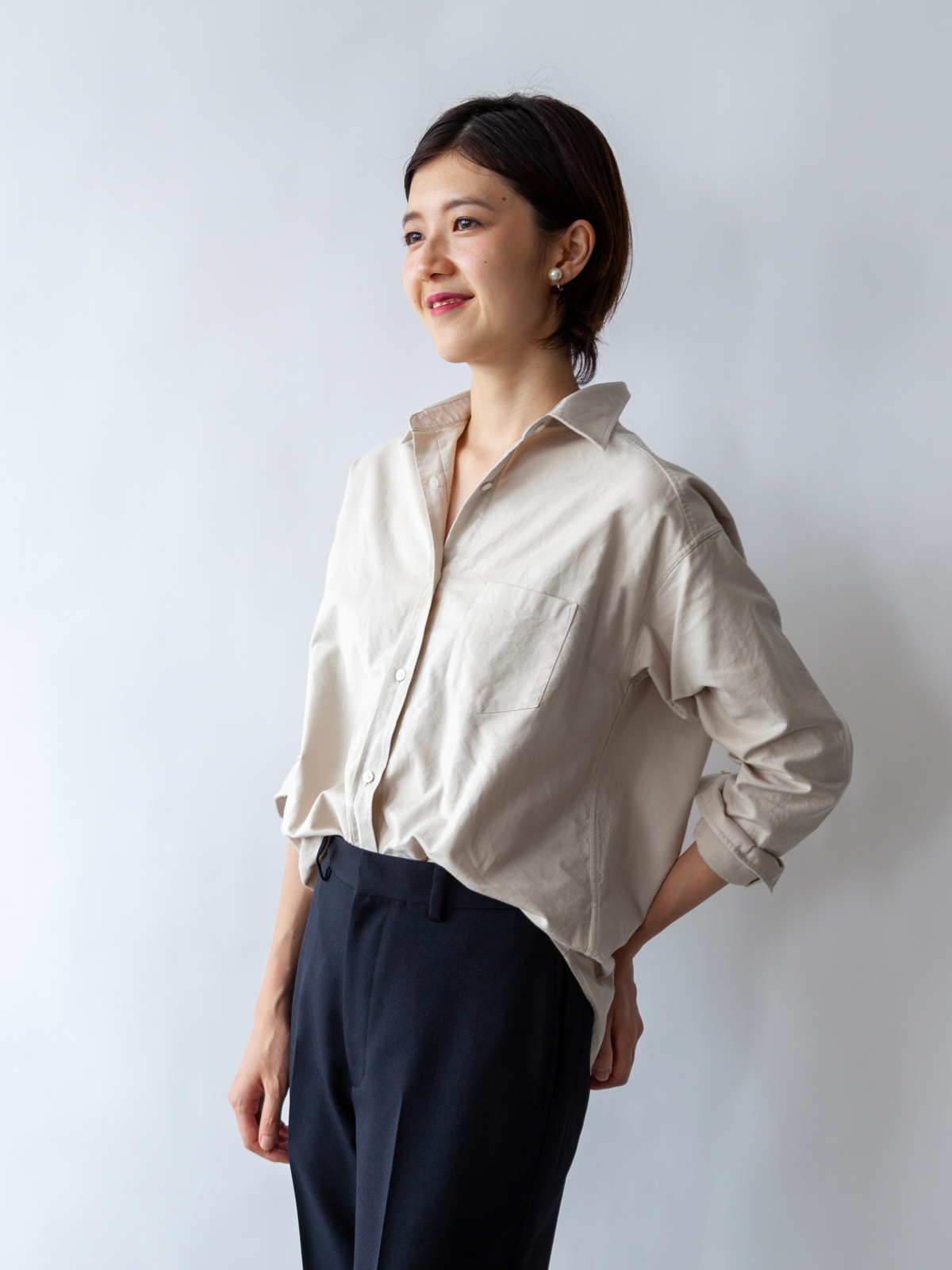 プレミアムオックスフォードシャツ/ベージュ