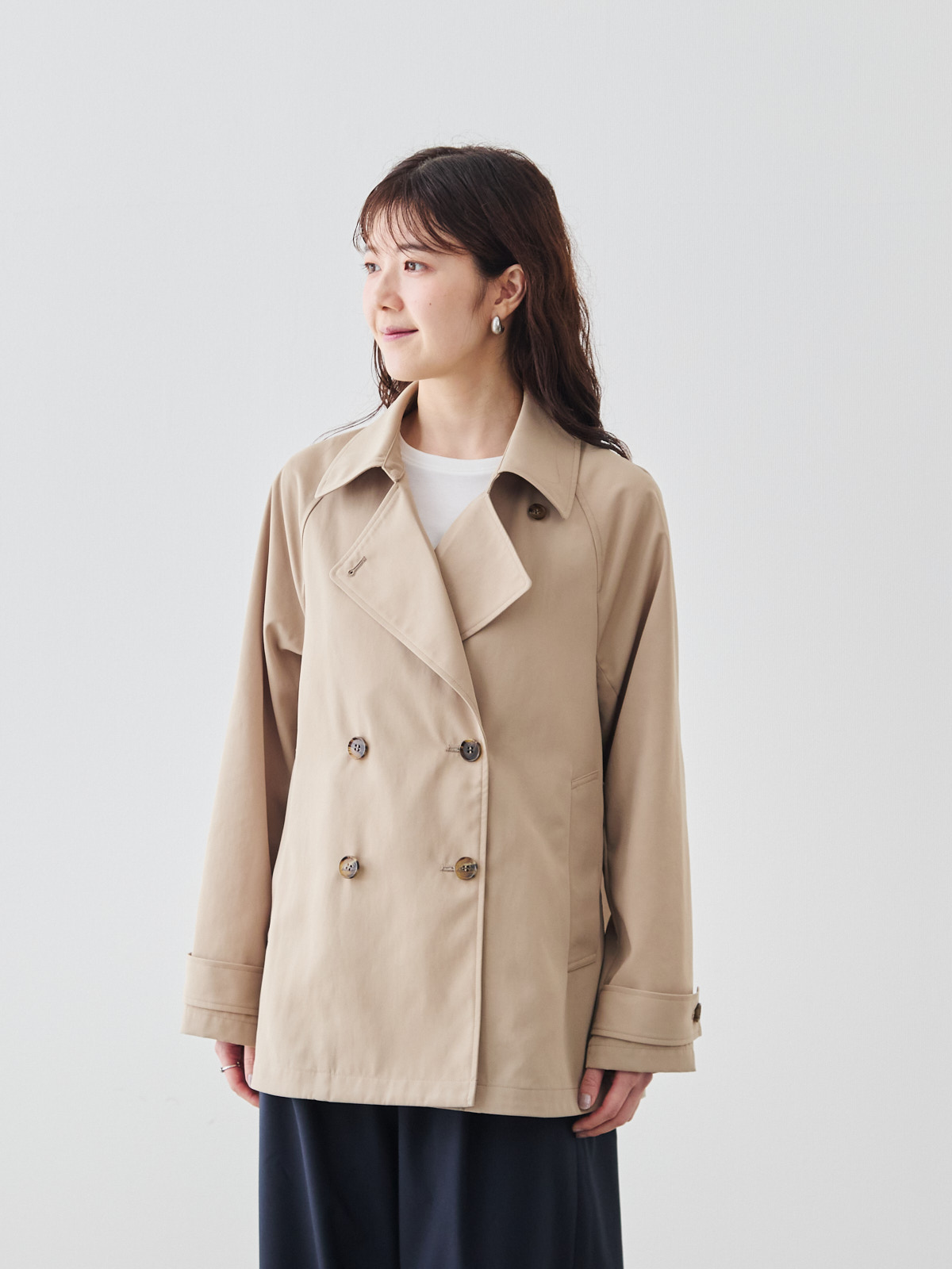 撥水ツイル・トレンチコート/ベージュ