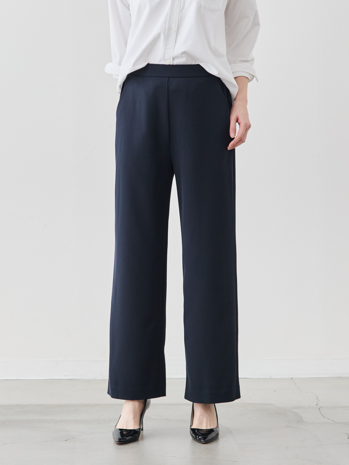 365日のイージー・エレガンスパンツ/セミワイド/ウォッシャブル/ネイビー