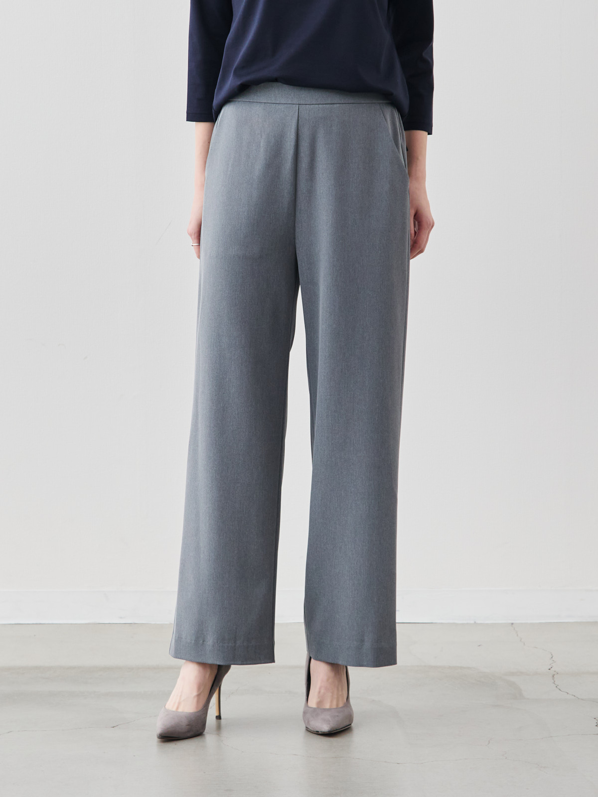 365日のイージー・エレガンスパンツ/セミワイド/ウォッシャブル/グレー