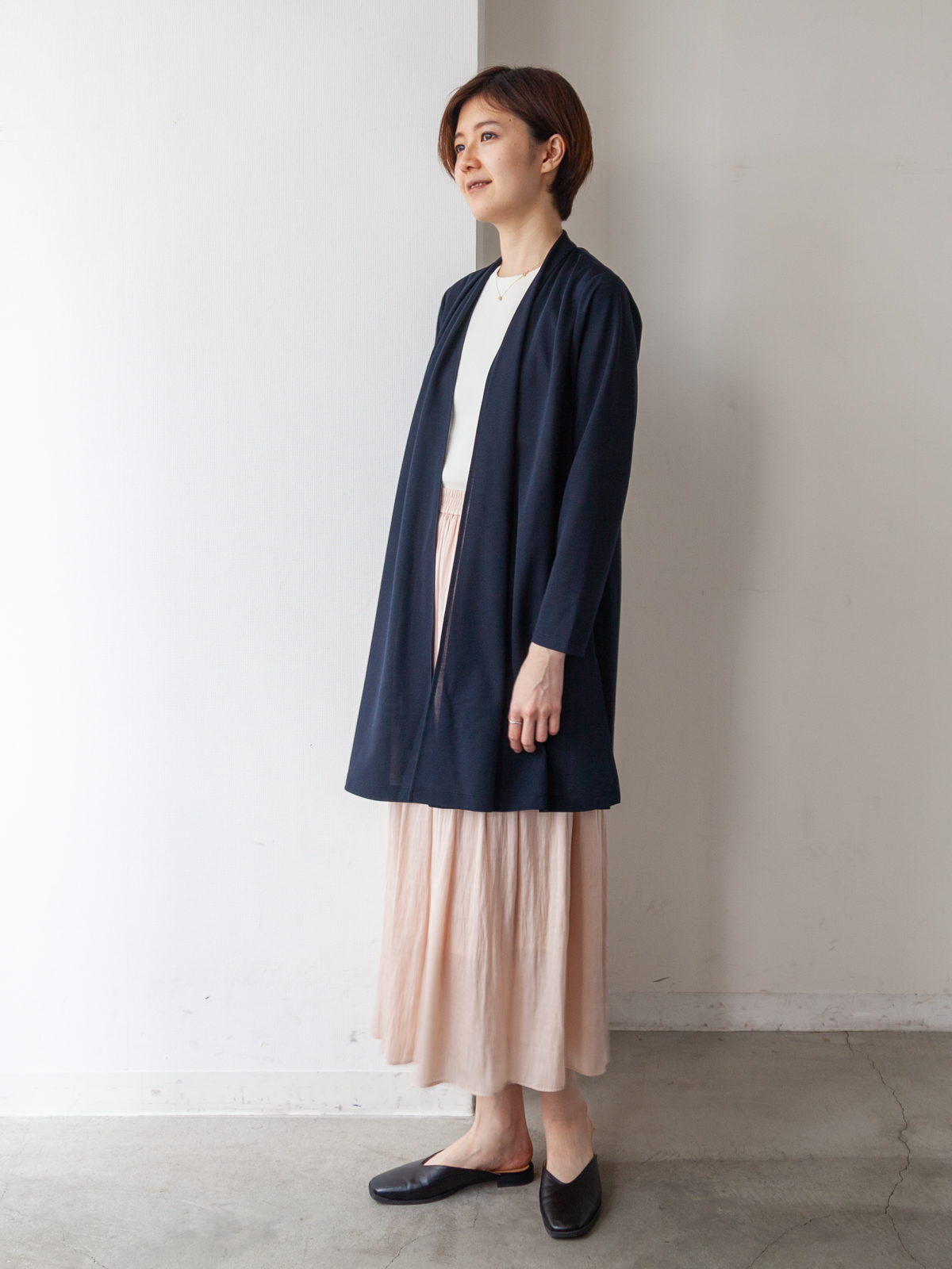 ドレスライクなカットソーカーディガン ネイビー Factelier ファクトリエ