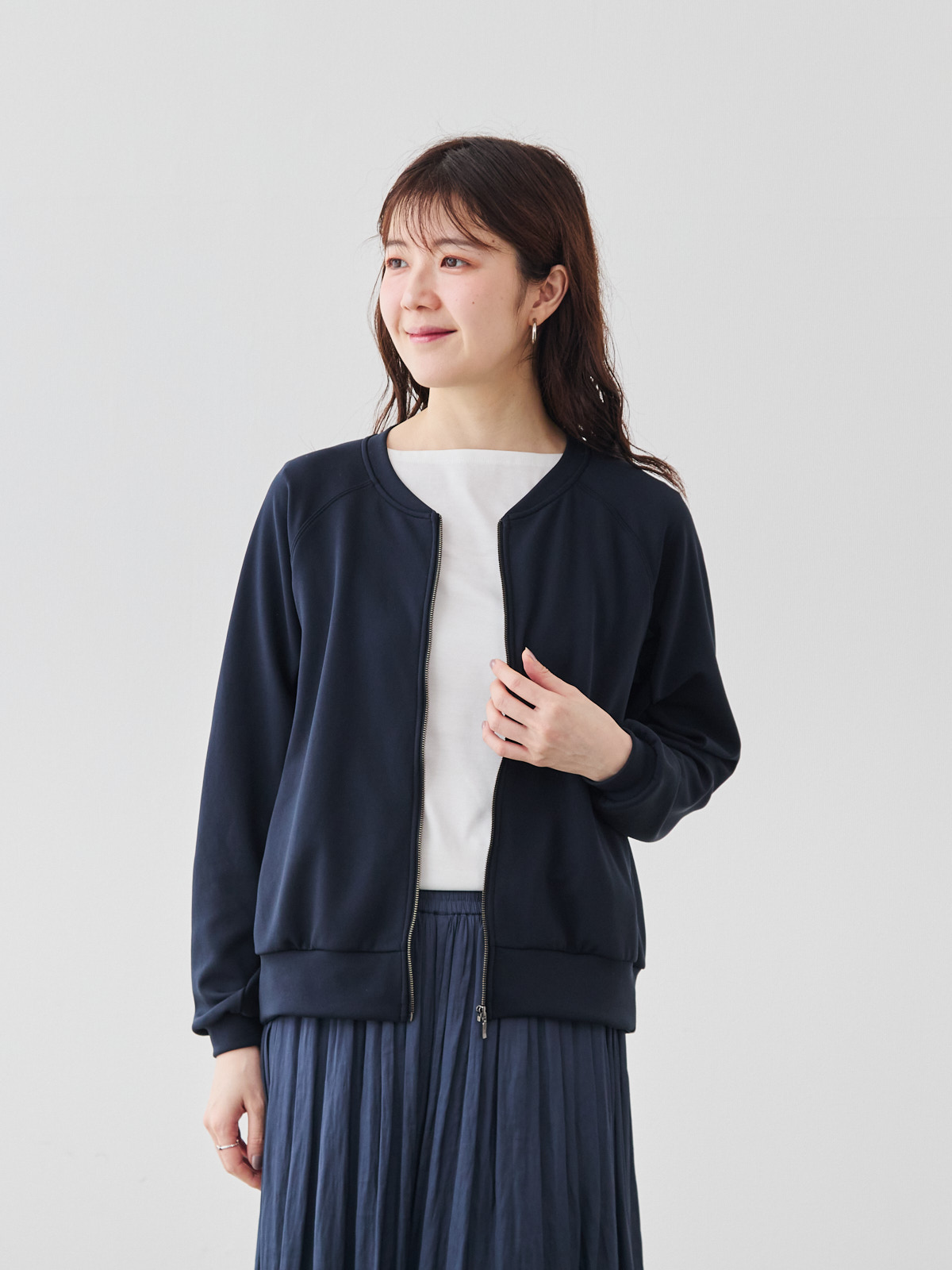 エアーノーカラーブルゾン/2wayシルエット/ブラック