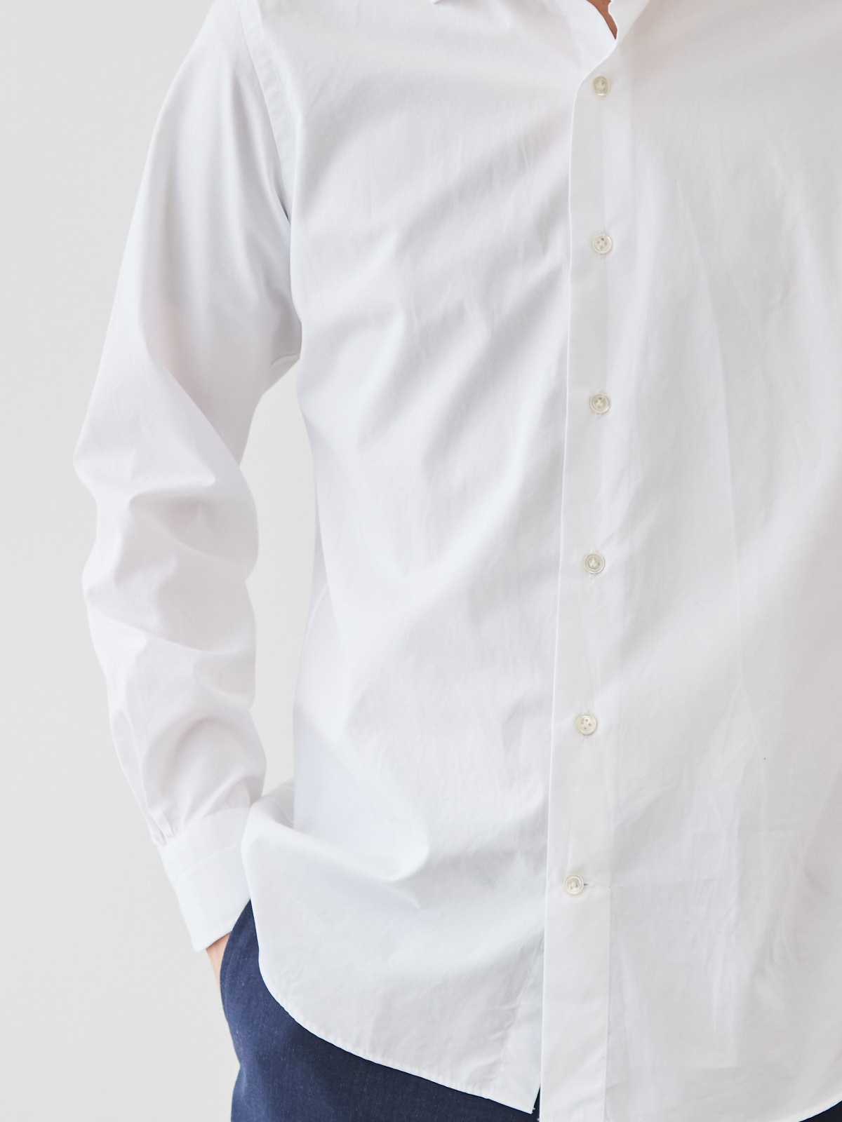 洗いざらしを楽しむ超極細コットンシャツ/ホワイト