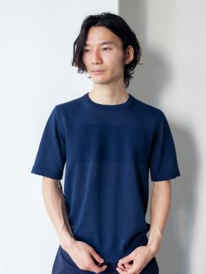 超軽量の洗える和紙ニットtシャツ ネイビー Factelier ファクトリエ