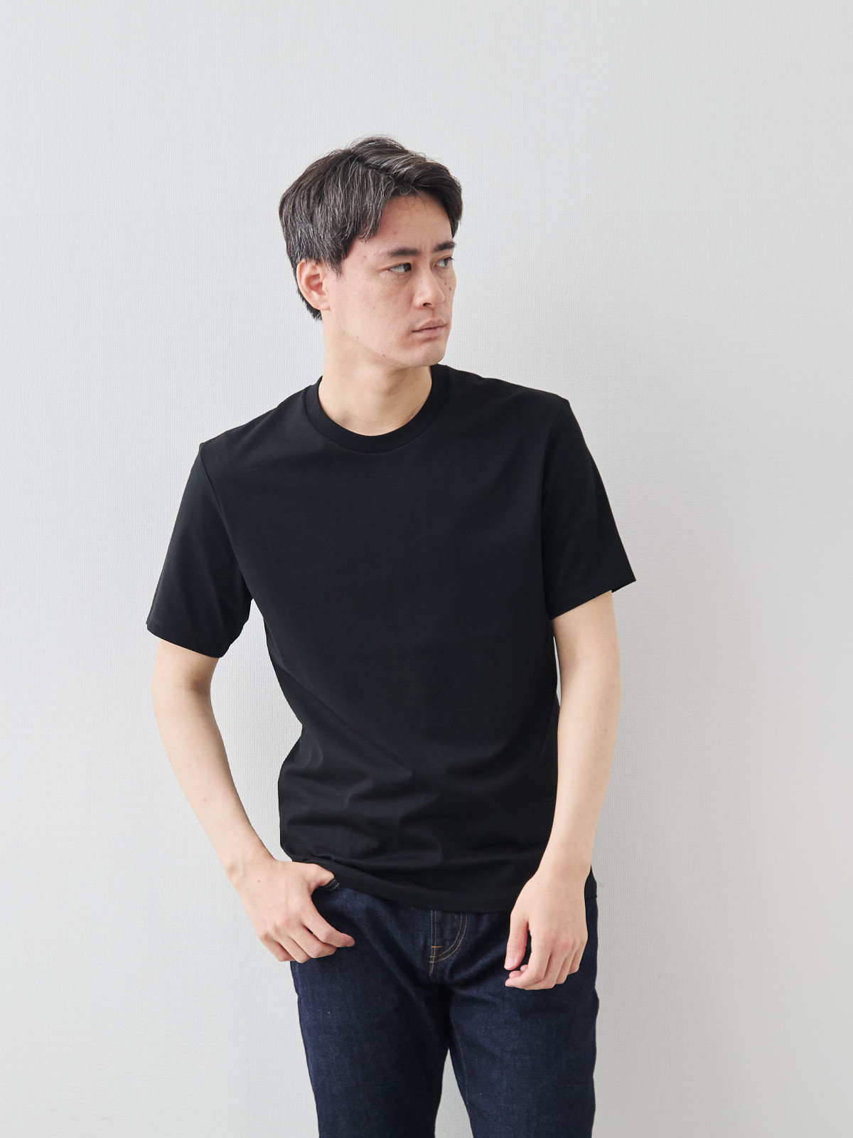 10 Years スムースコットンTシャツ/レギュラー/クルーネック/ブラック