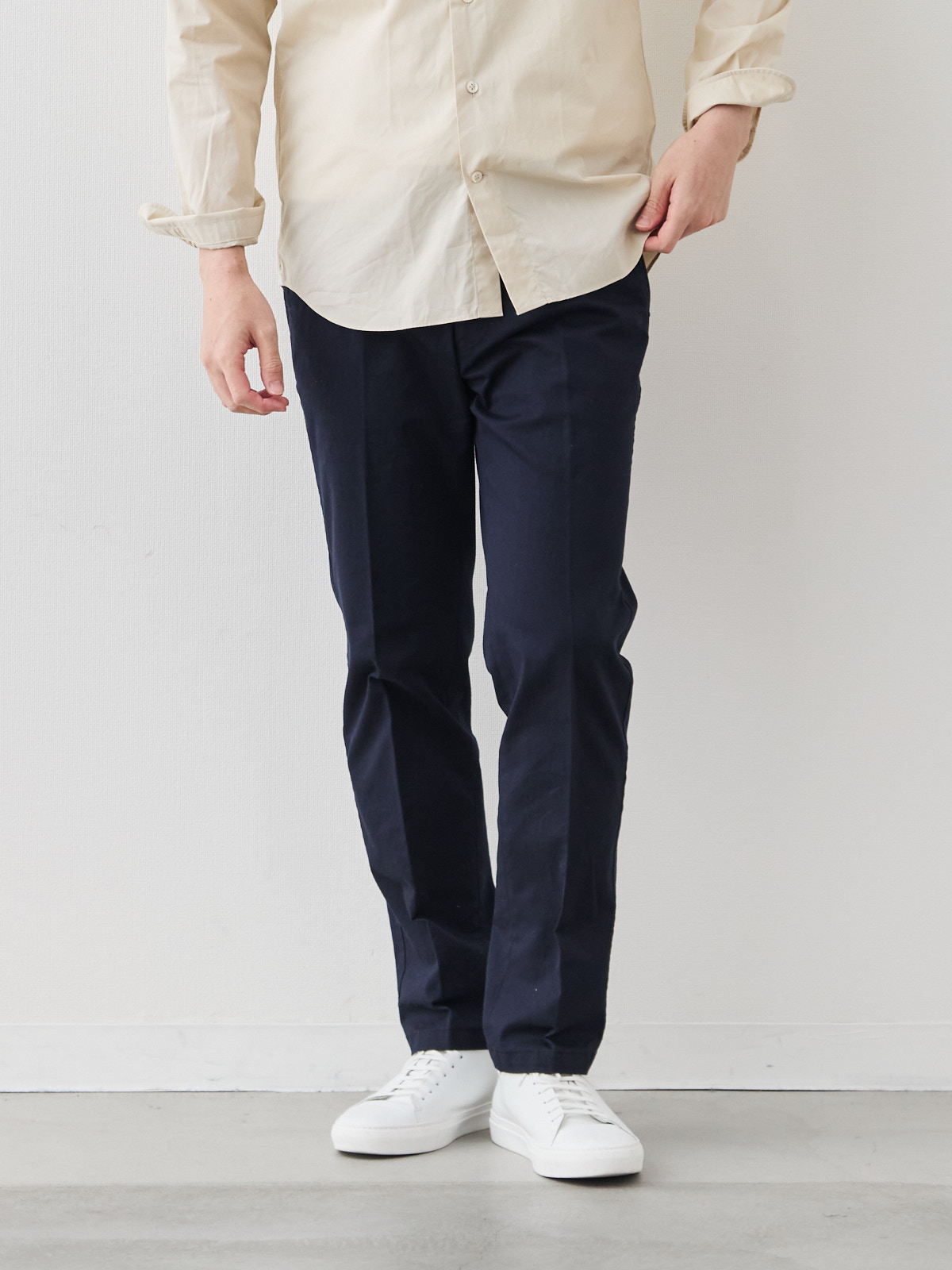 ドレスライクチノ・ライト/高密度コットンストレッチパンツ/ネイビー