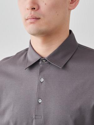 極美品 Factelier by TFC ファクトリエ ポロシャツ 上質コットン 上質コットン100%のドレスポロシャツ/レギュラーカラー/ブラック