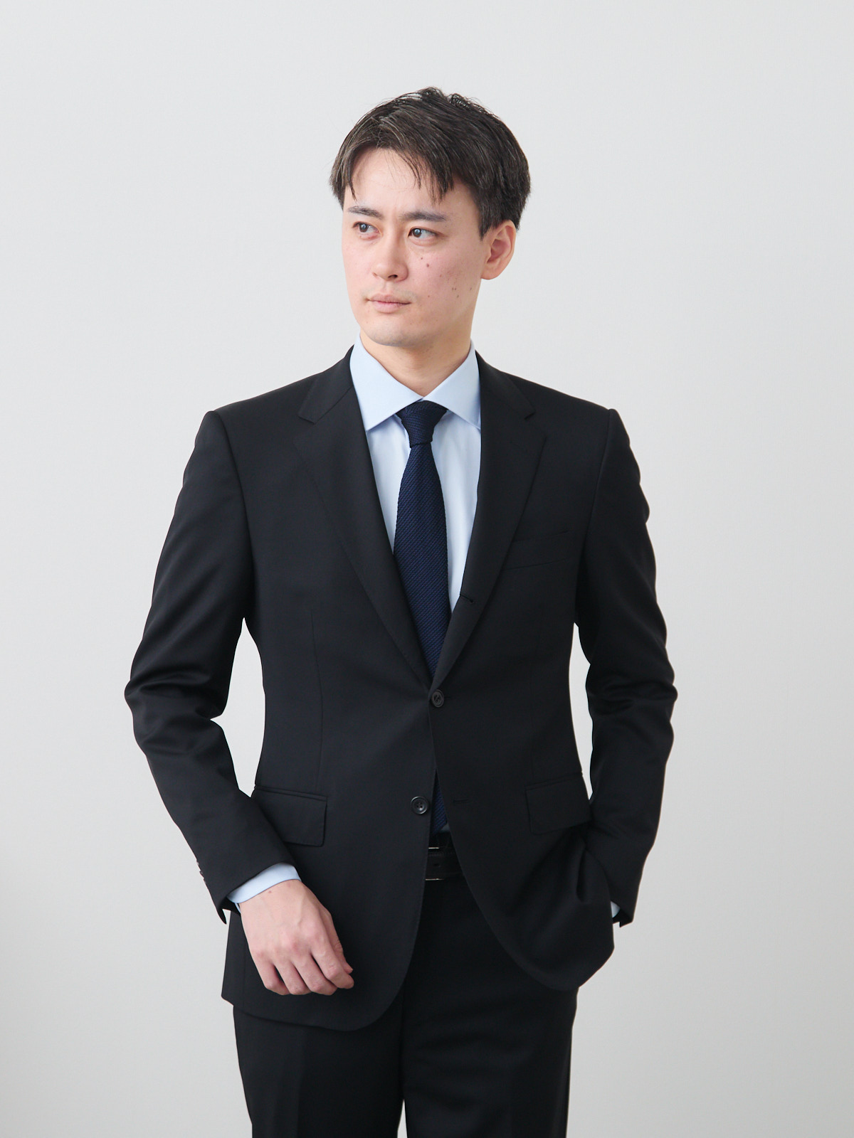 HITOYOSHI × 浜松TEXTILE 身体を起点につくる美しいオーダーシャツ/平織(ブロード)/サックス ※別生地