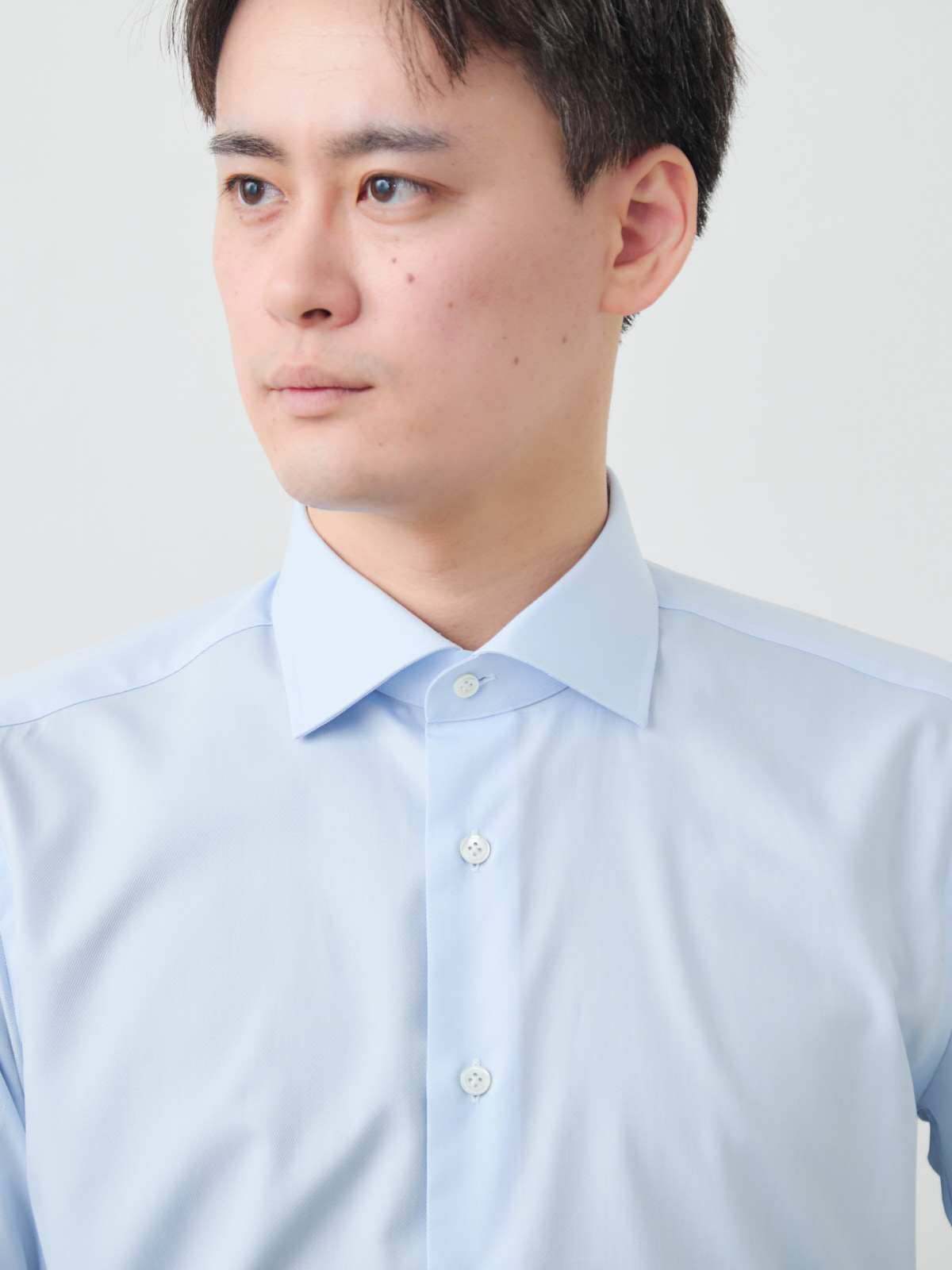 HITOYOSHI × 浜松TEXTILE 身体を起点につくる美しいオーダーシャツ/平織(ブロード)/サックス ※別生地