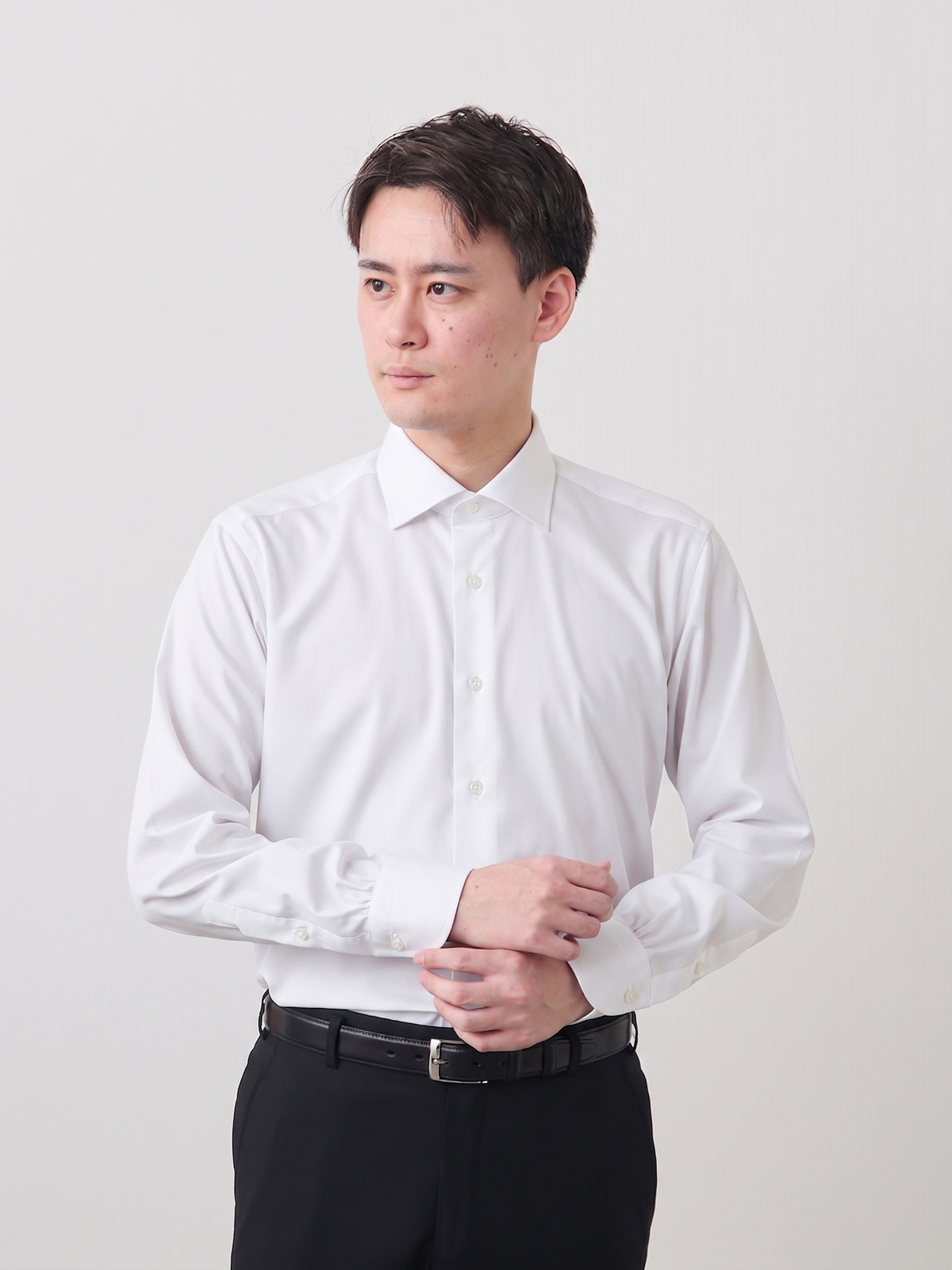 HITOYOSHI × 浜松TEXTILE 身体を起点につくる美しいオーダーシャツ/平織(ブロード)/ホワイト ※お仕立てイメージ画像